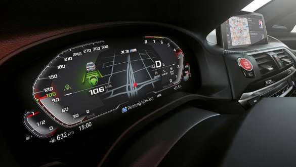 BMW X3 M Competition, M specific instrument cluster. BMW X3 M Competition, interior, cockpit, M specific instrument cluster.
