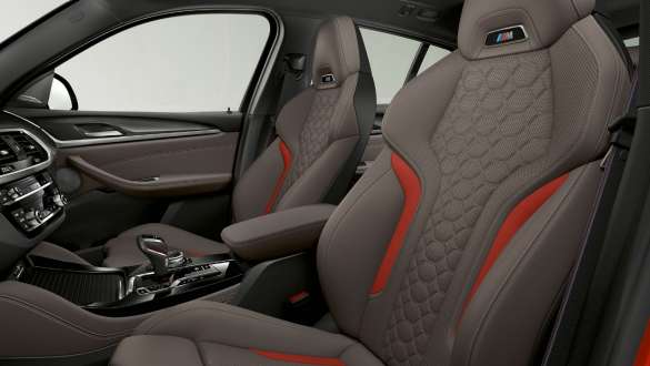 BMW X4 M Competition, M Sport seats. BMW X4 M Competition, interior, M Sport seats in leather 'Merino' Adelaide Grey.