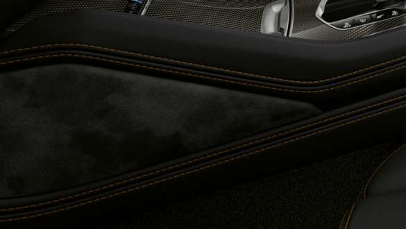 Knee pads in the BMW X6 M Competition F96 Knee pads BMW X6 M Competition F96 2020 SUV interior close-up