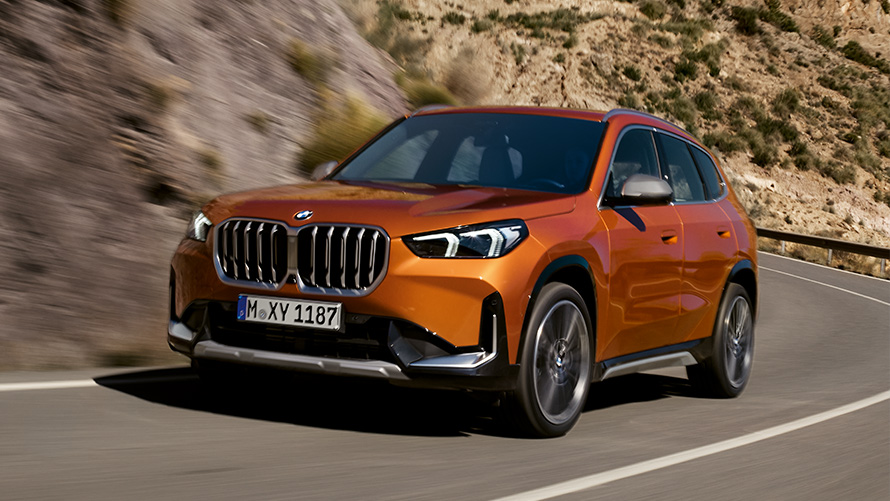 BMW X1 U11 third generation three-quarter front view on road BMW X Series BMW X1 U11 third generation three-quarter front view on road