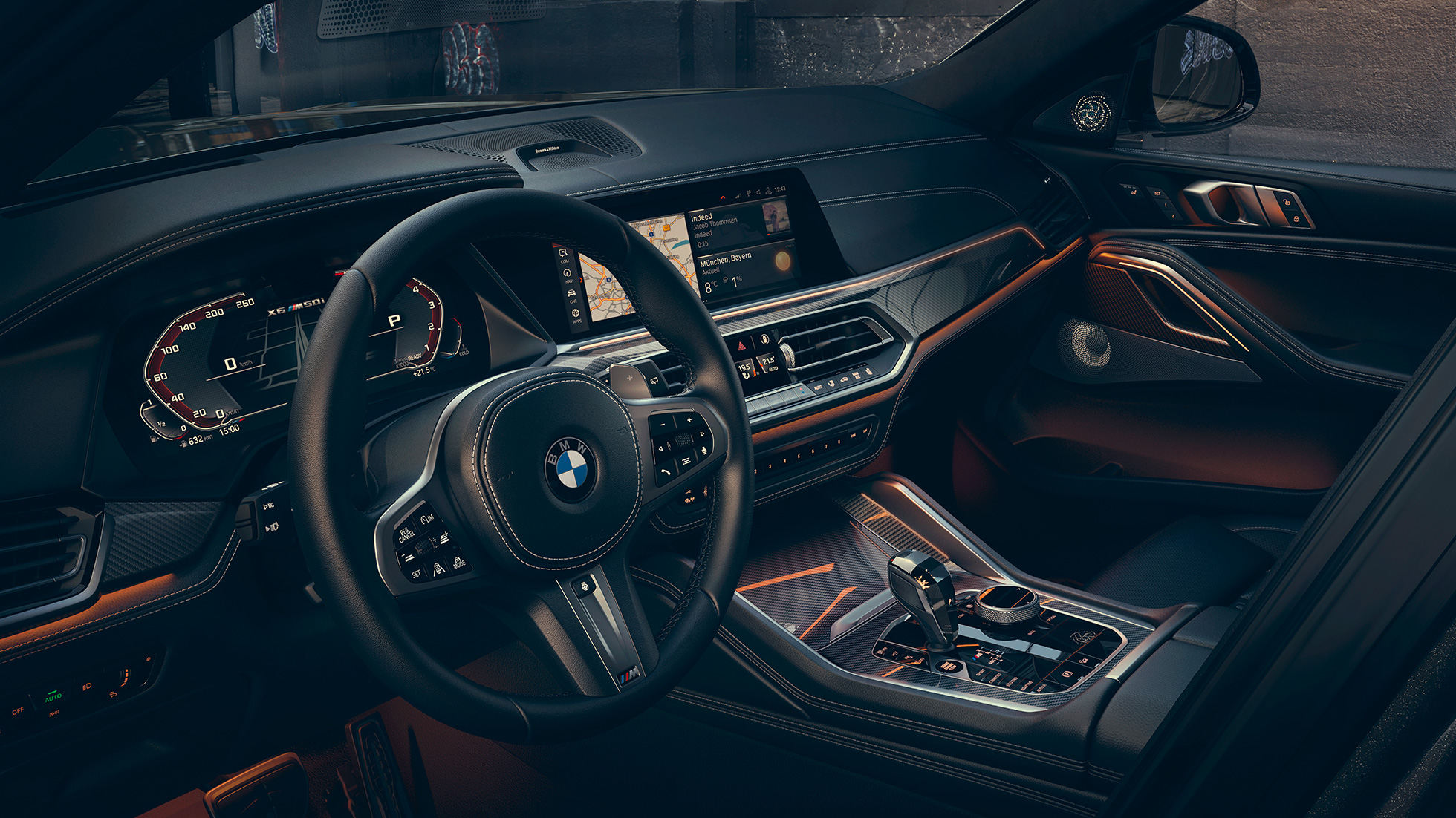 Cockpit with view of 12.3“ Displays. BMW X6 cockpit with view of 12.3“ Displays.