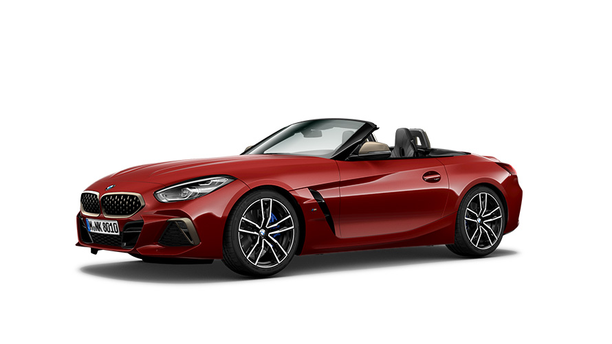 BMW Z4 M40i Roadster G29 2018 three-quarter side view BMW Z4 M40i Roadster G29 2018 three-quarter side view