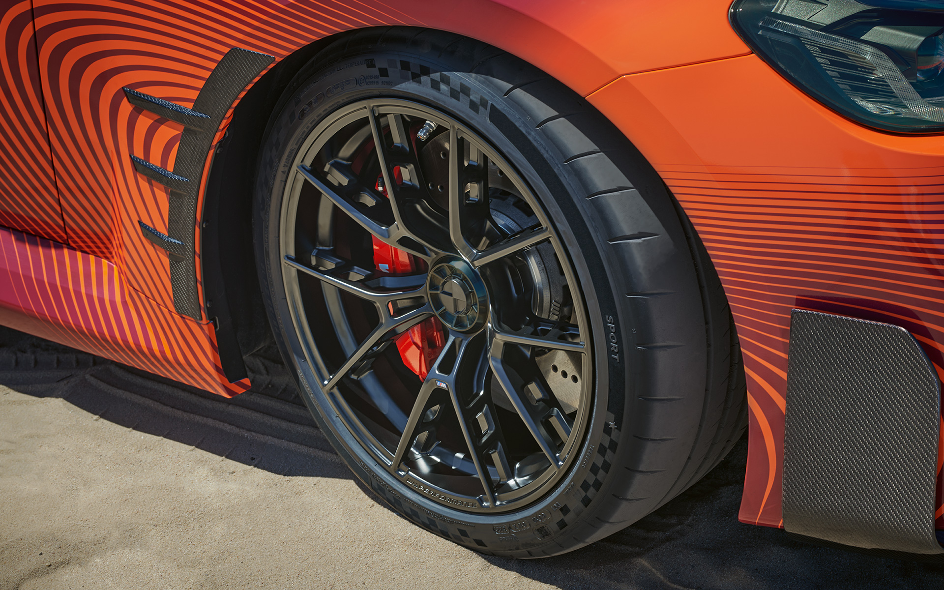 BMW M2 Coupé G87 BMW M Performance Parts three-quarter rear view BMW M2 Coupé G87 BMW M Performance Parts three-quarter rear view standing